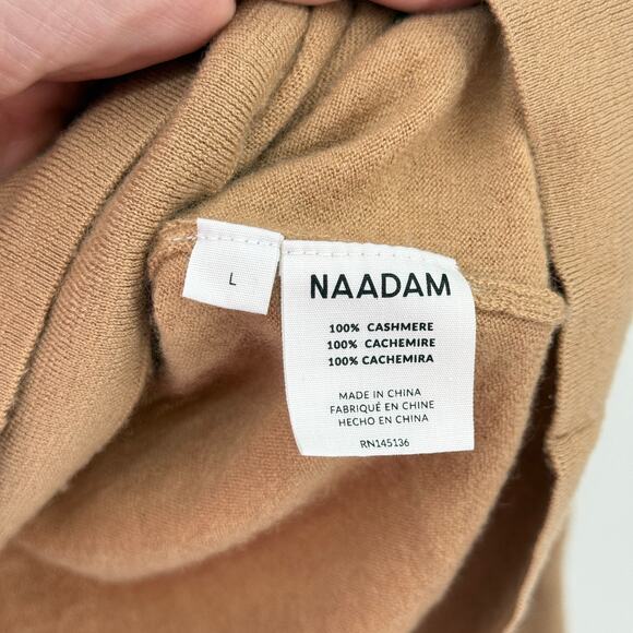 Naadam Womens 100% Cashmere Crewneck Sweater Camel Lightweight Size Large - Picture 4 of 5